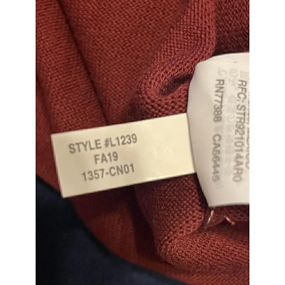J Crew Burgundy Men's Cotton Crewneck Pullover Sweater Size Large